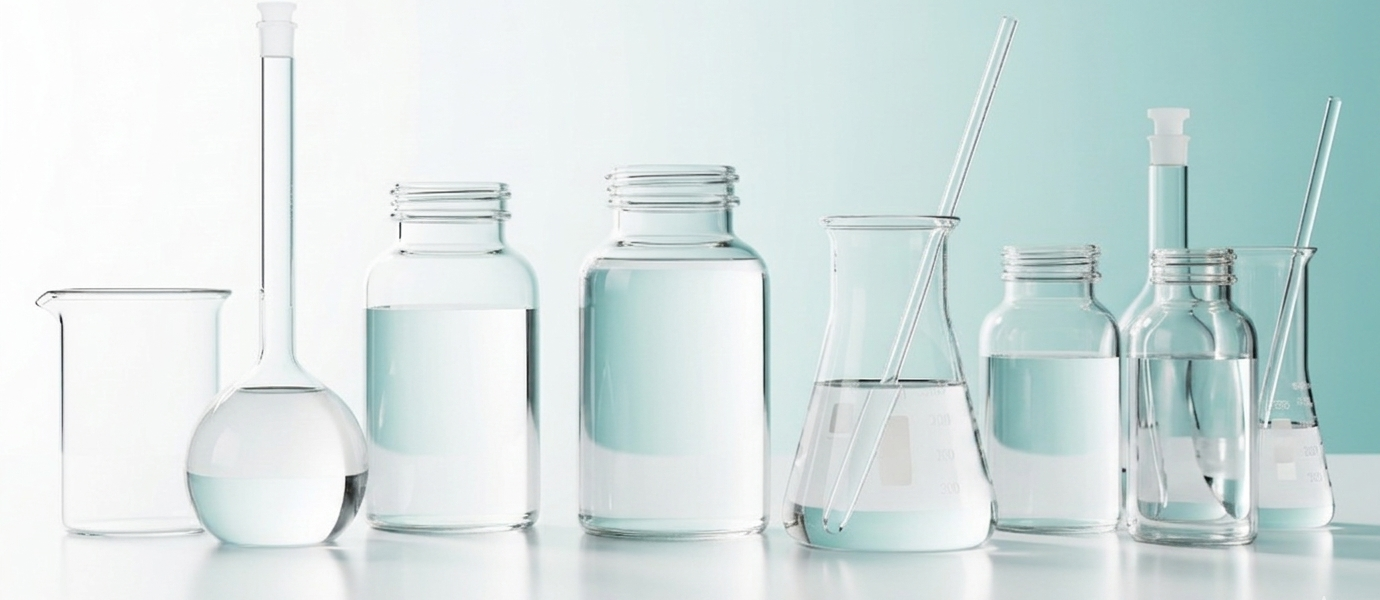 clean beauty skincare without branding on a lab table