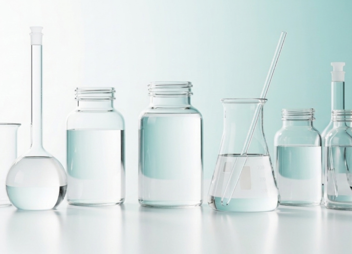 clean beauty skincare without branding on a lab table