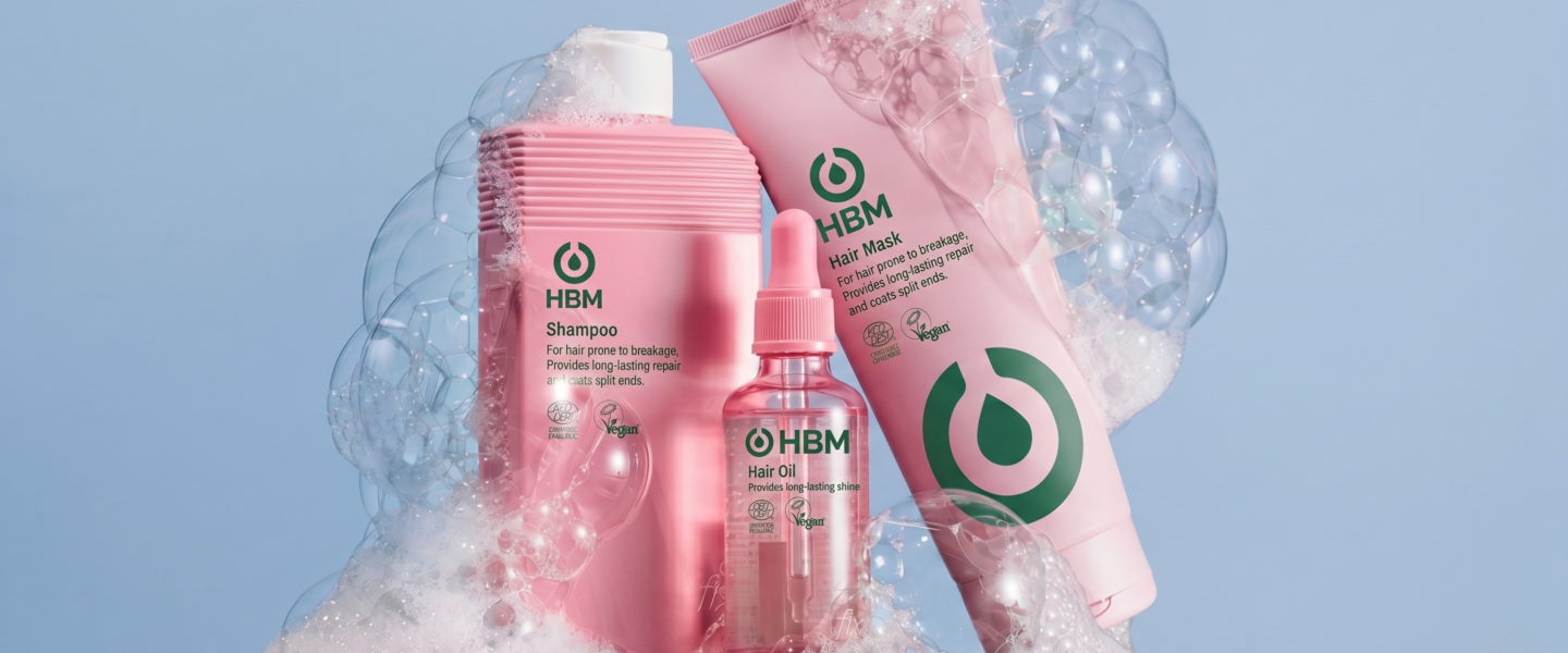 Diagram showing haircare products for dry and split hair ends to help with sebum distribution and hair fiber damage.